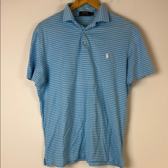 Polo by Ralph Lauren Blue and White Striped Polo Shirt - Picture 1 of 5